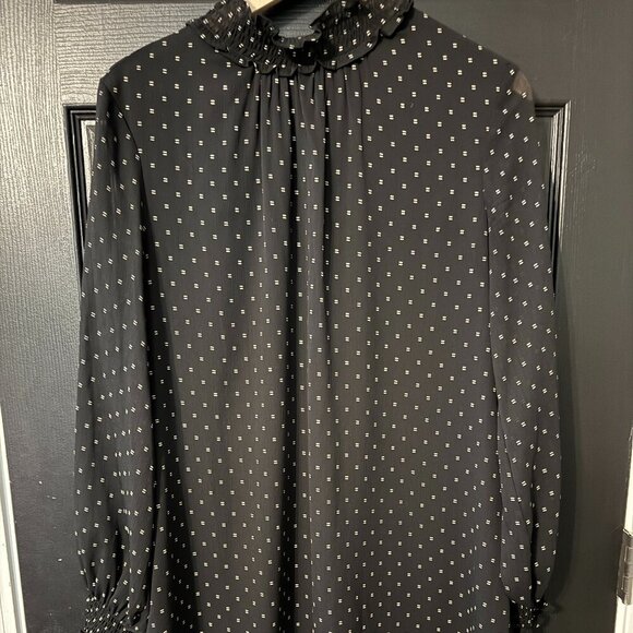 H&M Dresses & Skirts - H&M Womens Dress Black White Polka Dot Mid Length Sheer Sleeves